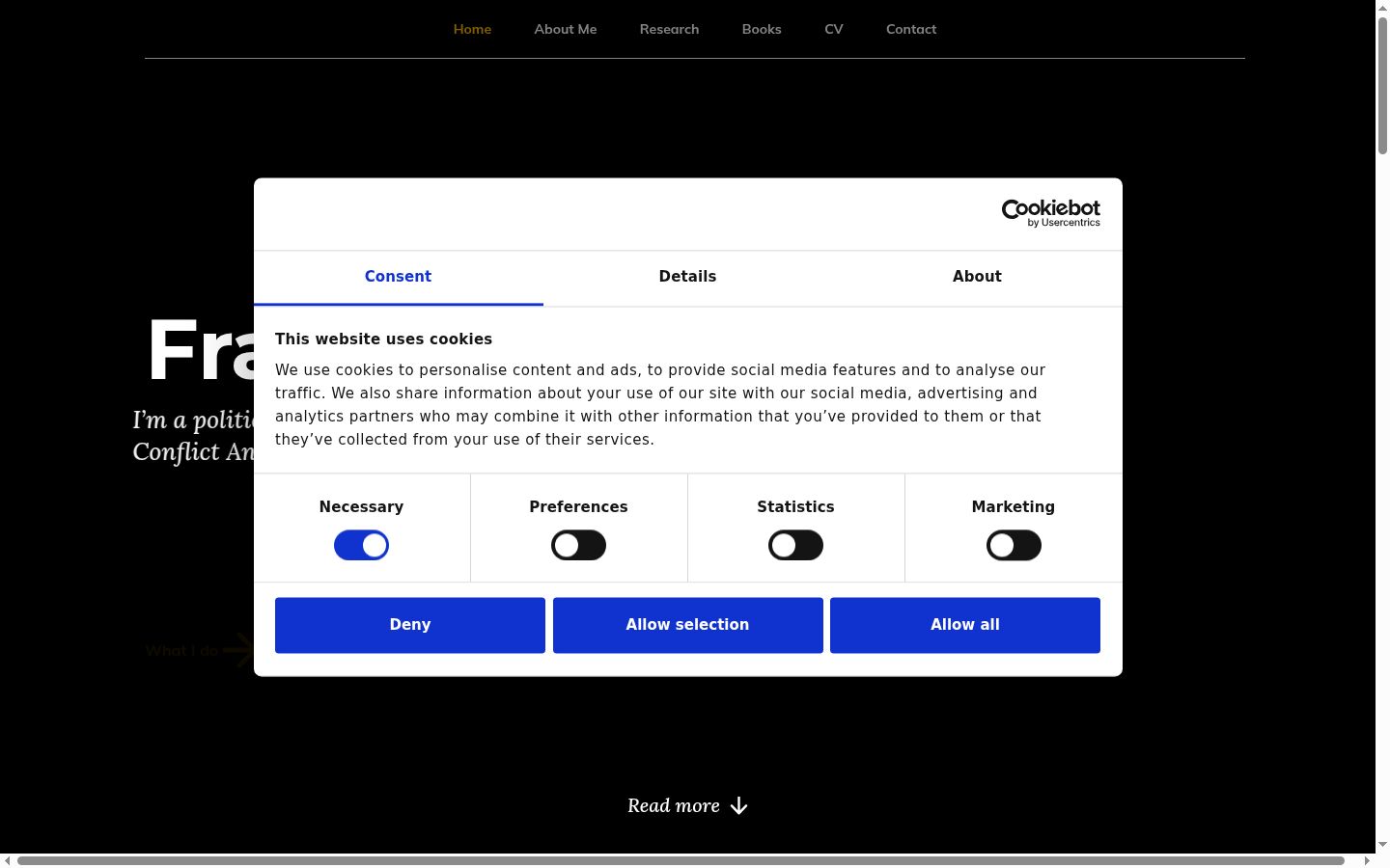 Screenshot of the consent banner shown before any interaction