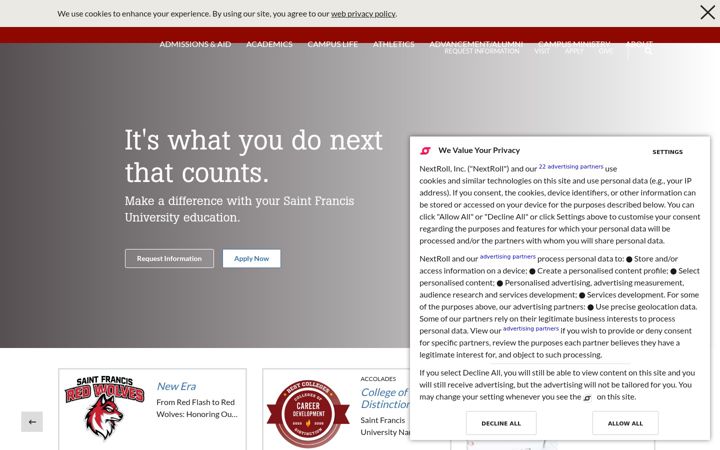 Screenshot of francis.edu