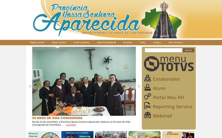 Skärmbild av franciscanasalcantarinas.org.br