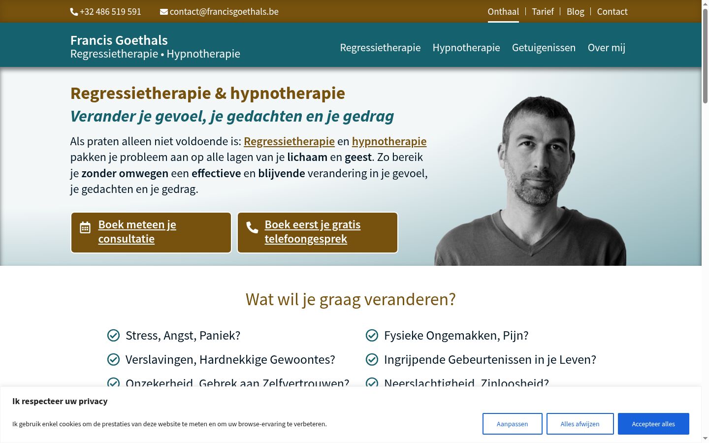 Screenshot van de toestemmingsbanner zoals getoond vóór enige interactie