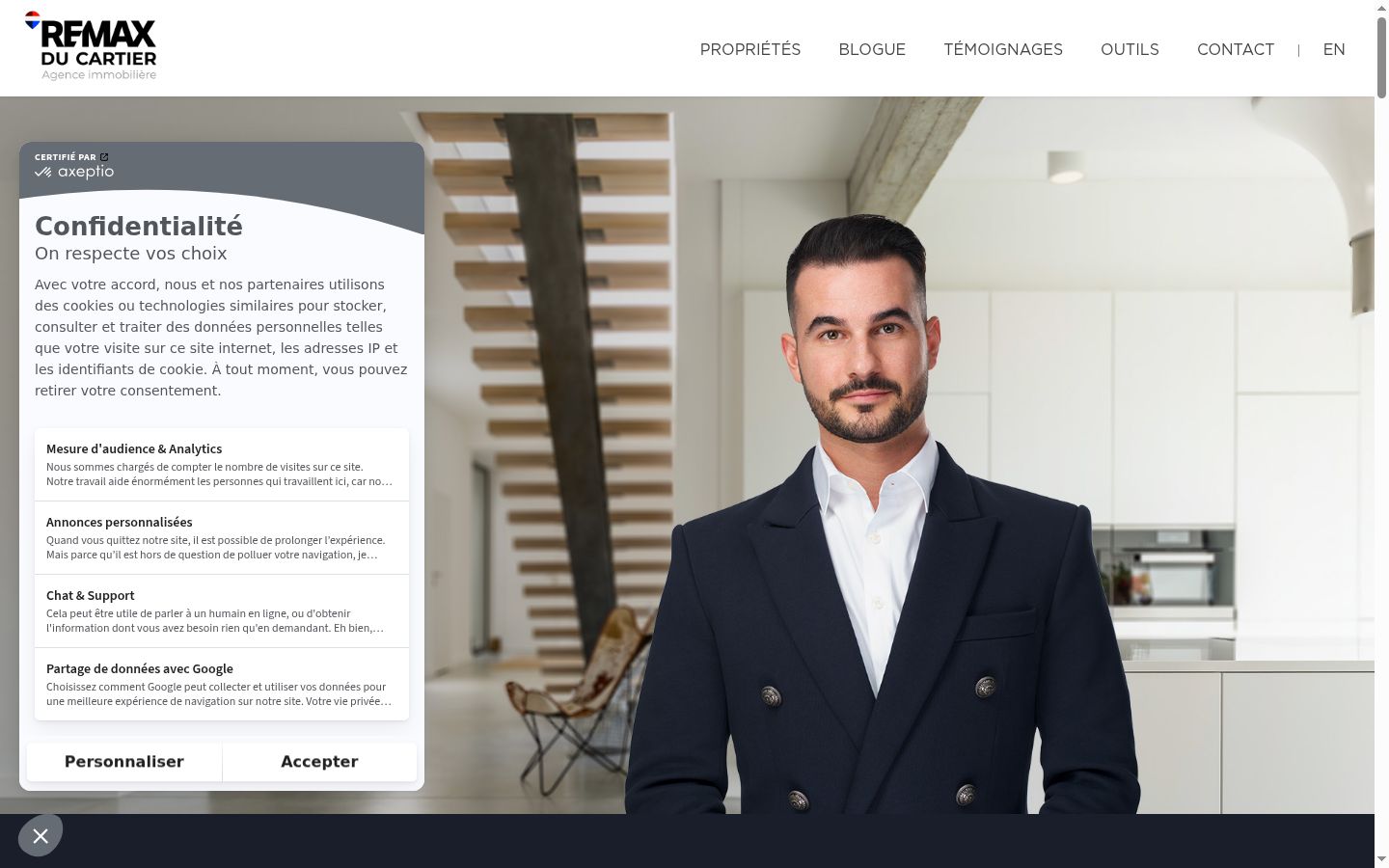 Sutikimo reklamjuostės, rodytos prieš bet kokią sąveiką, ekrano kopija