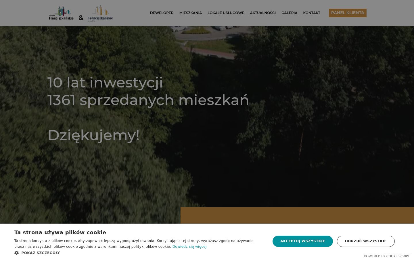Screenshot del banner di consenso mostrato prima di qualsiasi interazione