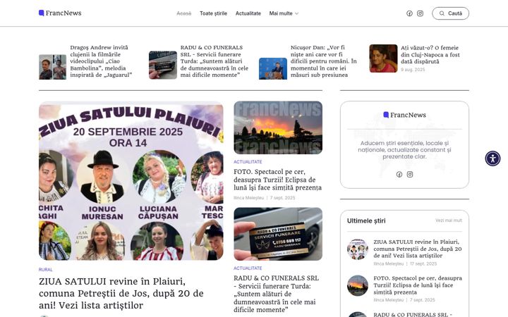 Snímek obrazovky francnews.ro