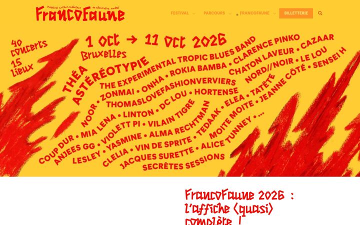 Skjámynd af francofaune.be