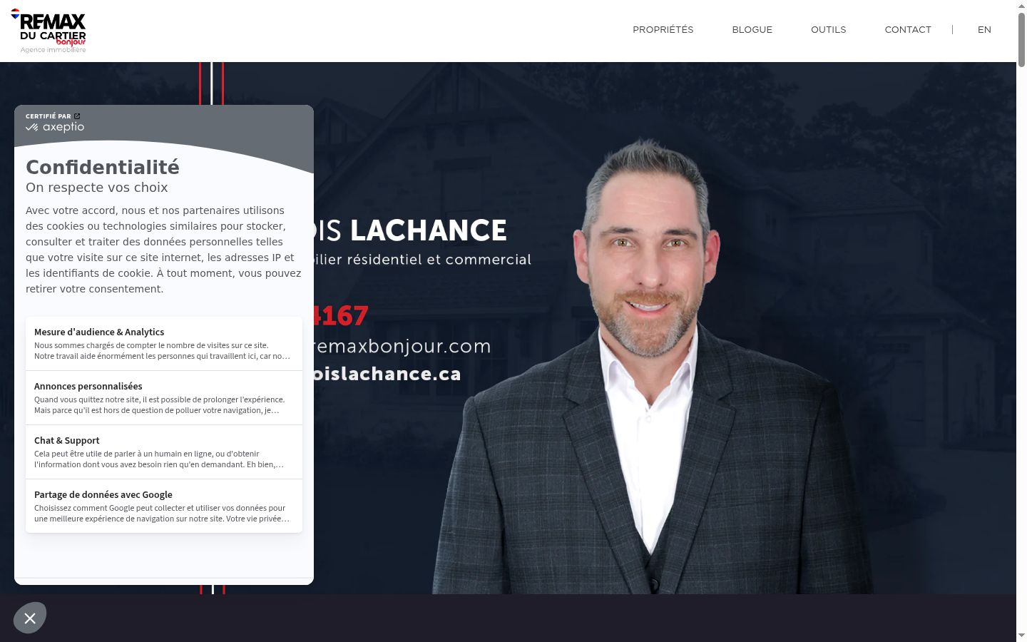 Sutikimo reklamjuostės, rodytos prieš bet kokią sąveiką, ekrano kopija