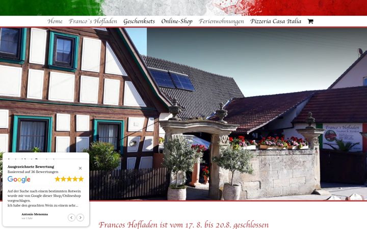 Screenshot of francos-hofladen.de