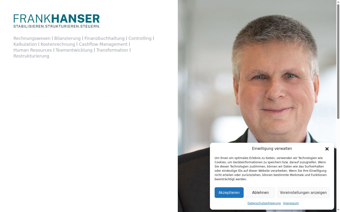 Captura de ecrã do banner de consentimento apresentado antes de qualquer interação