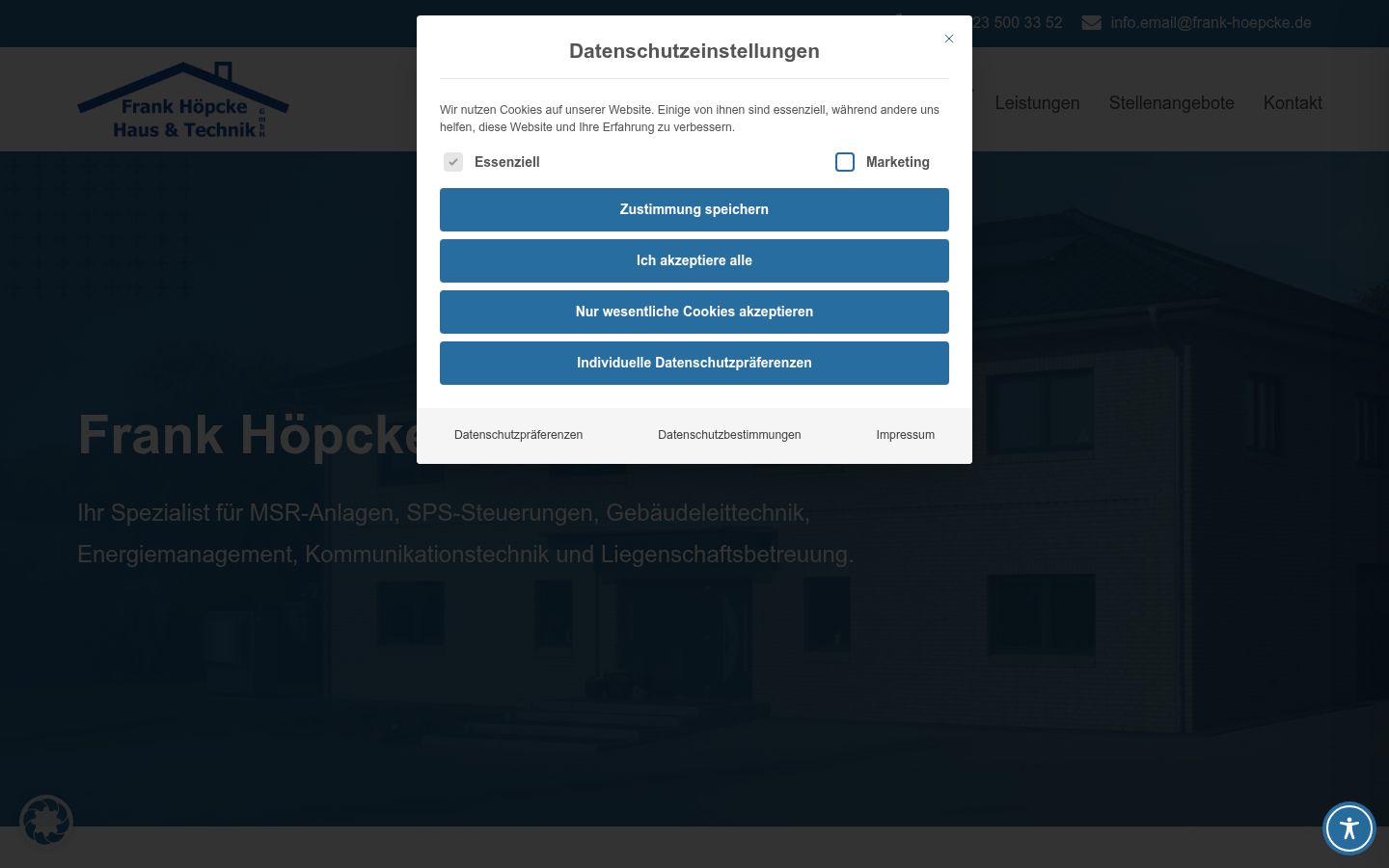 Screenshot del banner di consenso mostrato prima di qualsiasi interazione