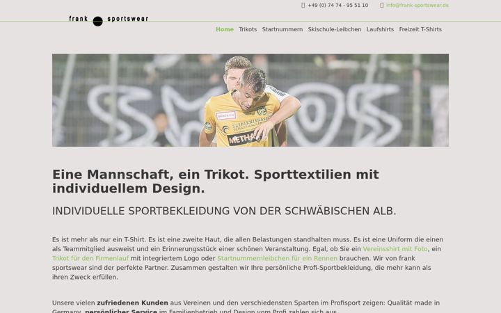 Snímek obrazovky frank-sportswear.de