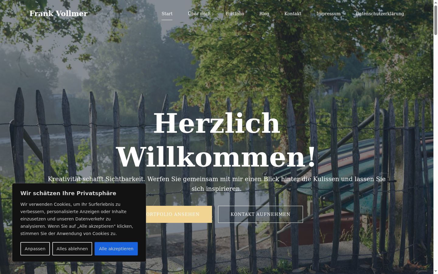 Screenshot des Einwilligungsbanners vor jeglicher Interaktion