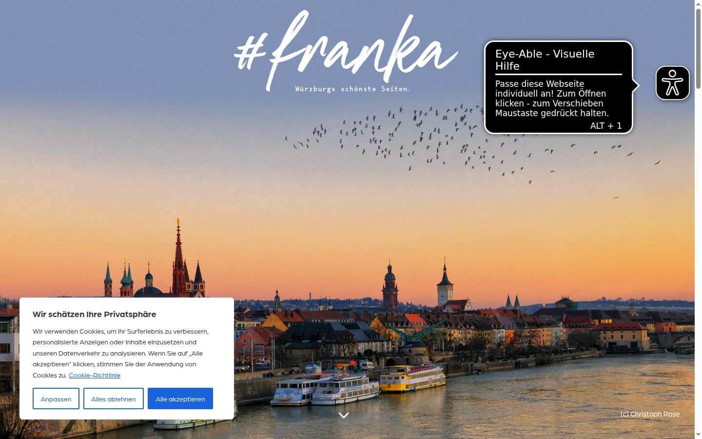 Screenshot des Einwilligungsbanners vor jeglicher Interaktion
