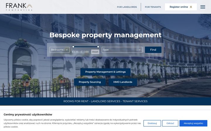 Screenshot of frankaproperties.co.uk