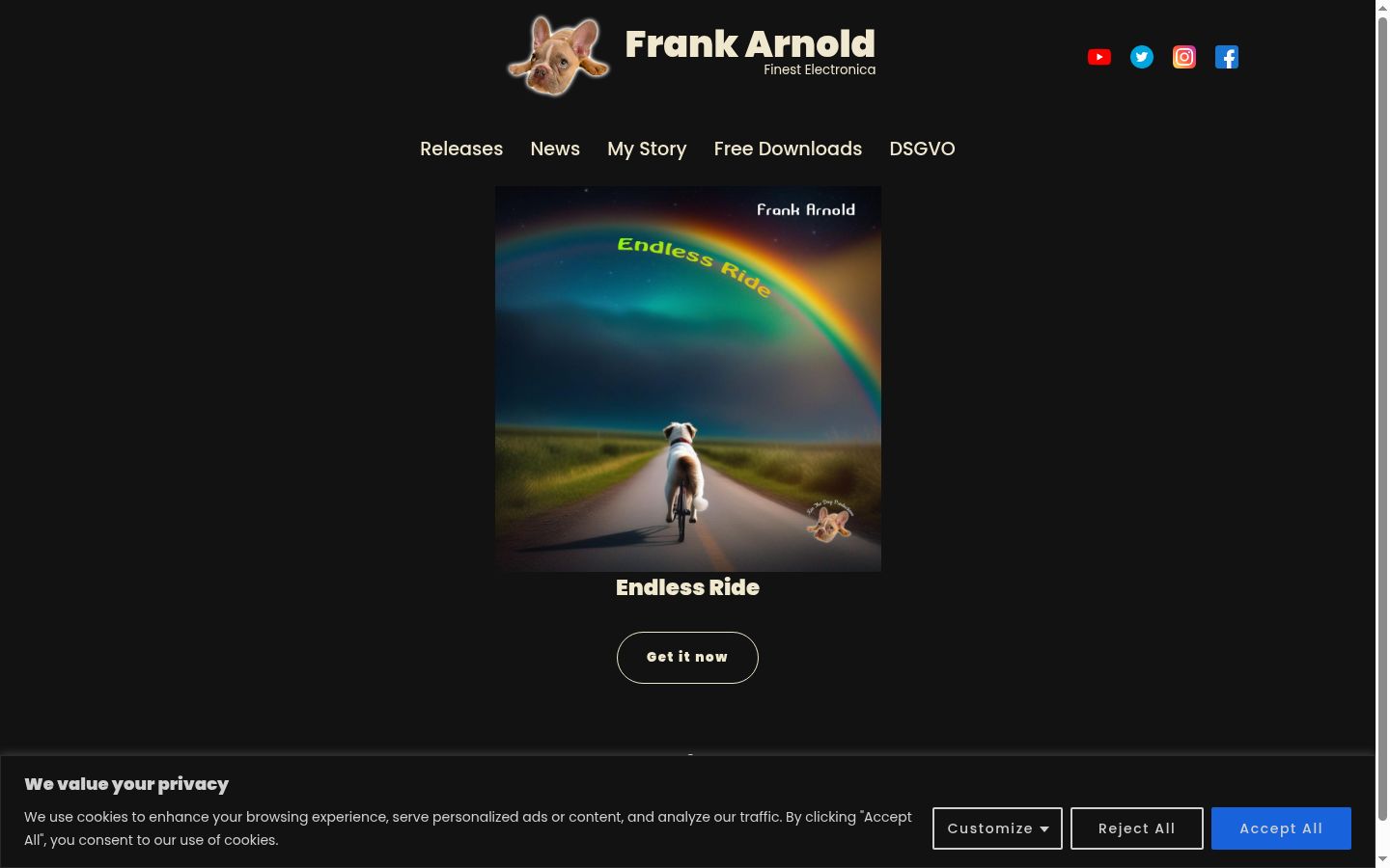 Screenshot του banner συγκατάθεσης που εμφανίστηκε πριν από οποιαδήποτε αλληλεπίδραση