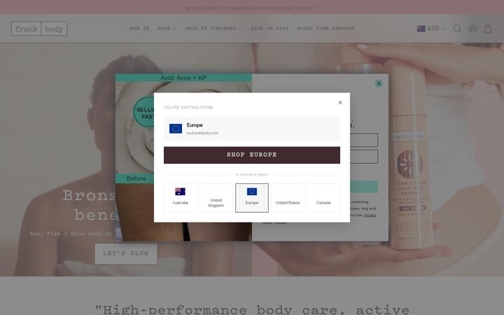 Screenshot of frankbody.com