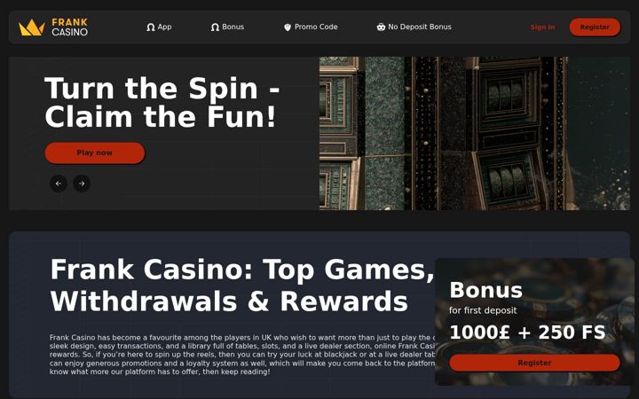 Screenshot of frankcasinos.org