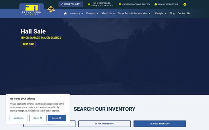 Screenshot of frankdunntrailersales.com