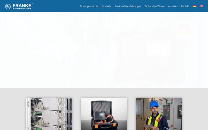 Captură de ecran a franke-electric.de