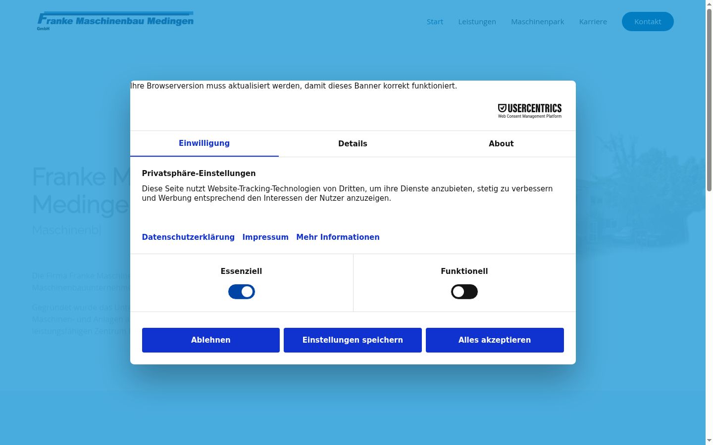 Capture d'écran de la bannière de consentement affichée avant toute interaction