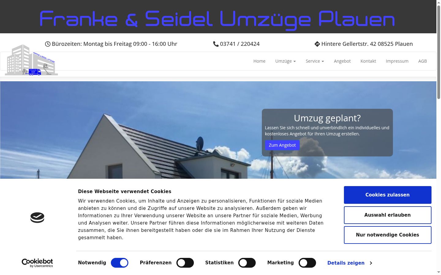 Screenshot des Einwilligungsbanners vor jeglicher Interaktion