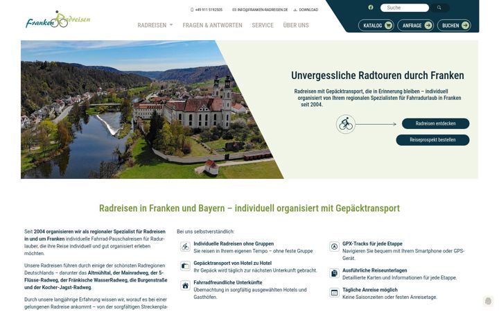Screenshot of franken-radreisen.de