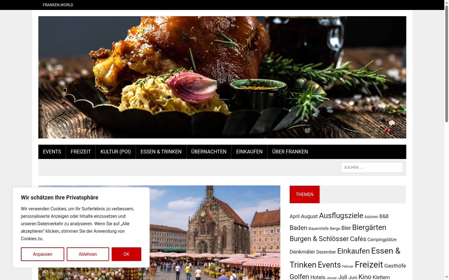 Screenshot des Einwilligungsbanners vor jeglicher Interaktion