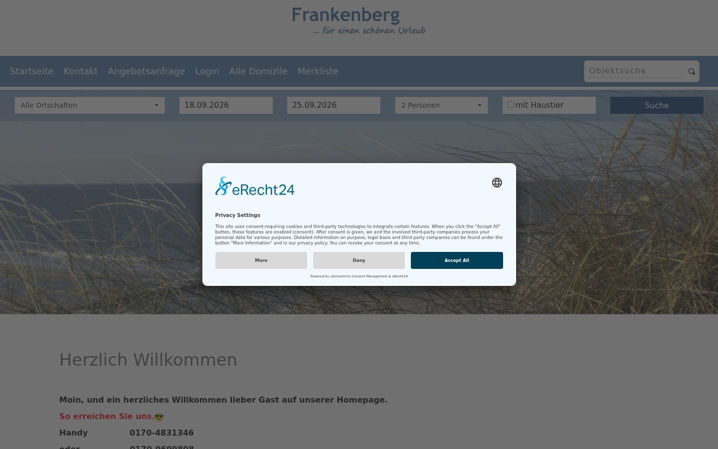 Screenshot van de toestemmingsbanner zoals getoond vóór enige interactie