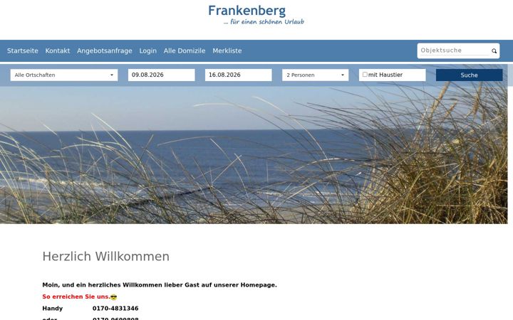 Screenshot of frankenberg-sylt.de