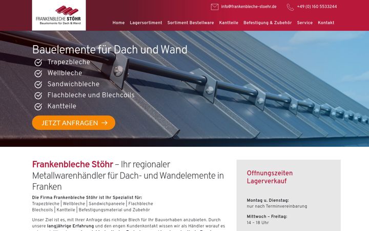 Zrzut ekranu frankenbleche-stoehr.de