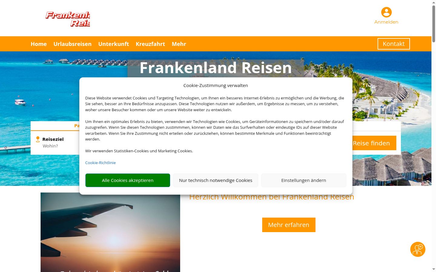 Screenshot of the consent banner shown before any interaction