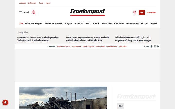 Screenshot van frankenpost.de