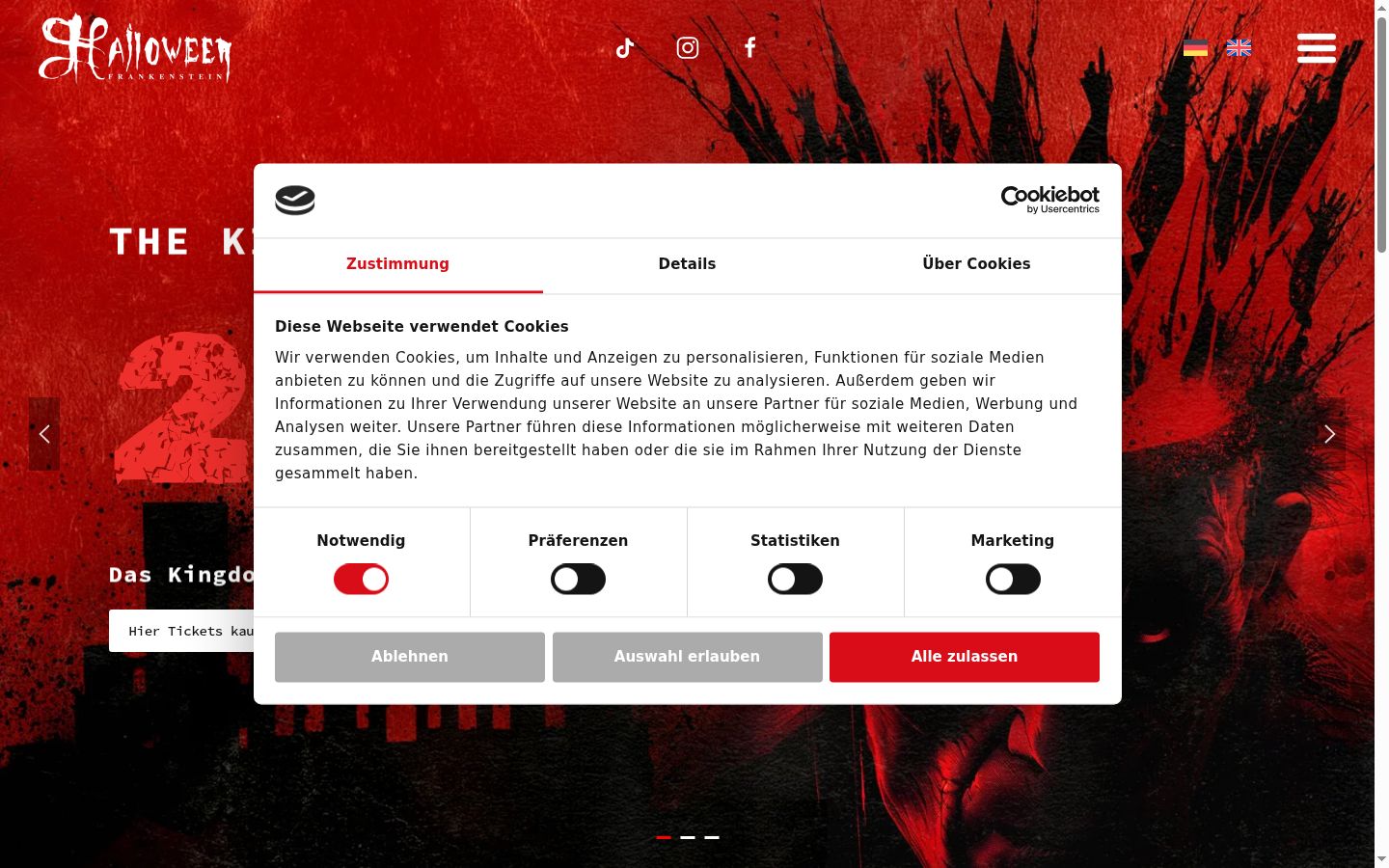 Screenshot of the consent banner shown before any interaction