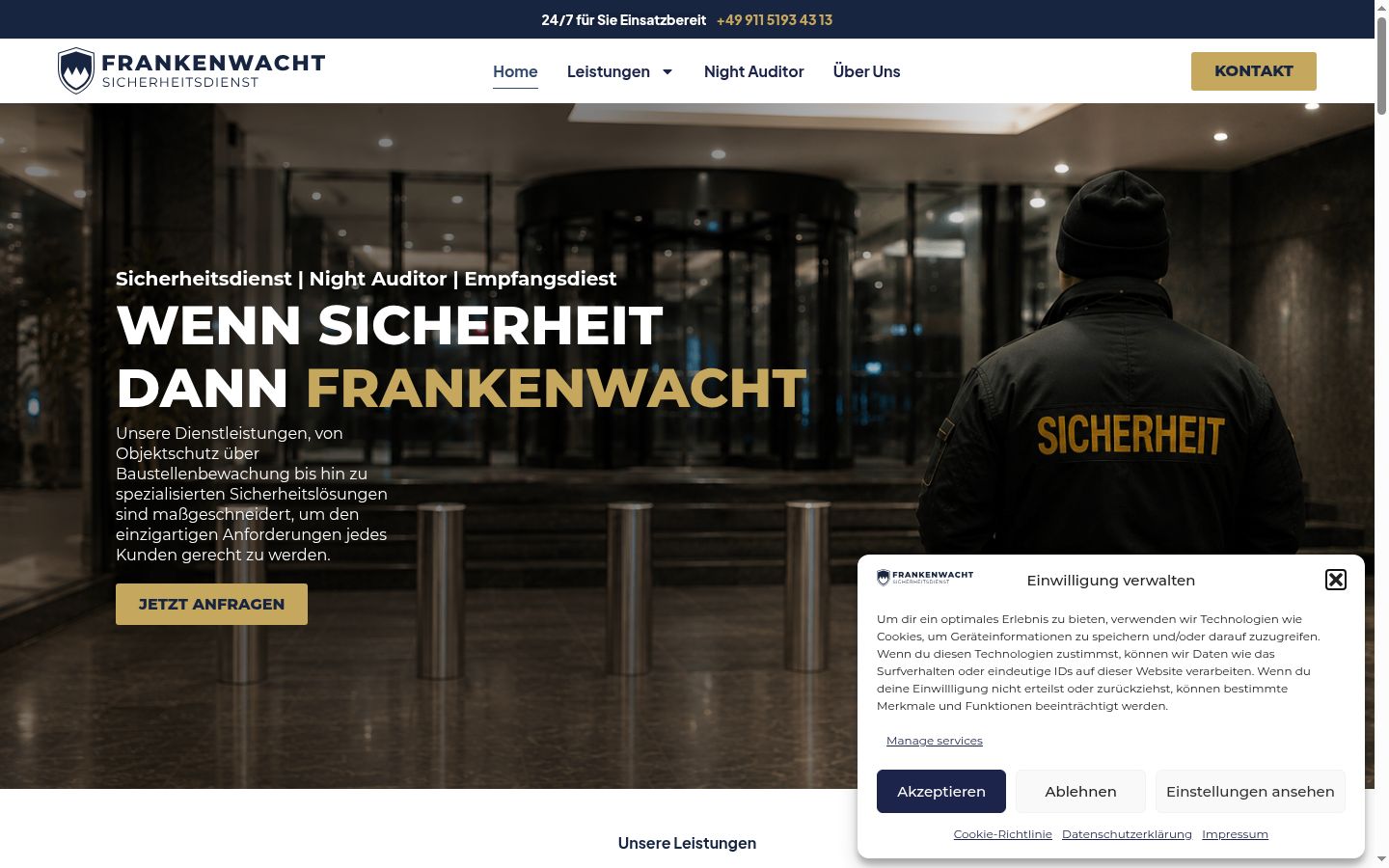 Screenshot of the consent banner shown before any interaction
