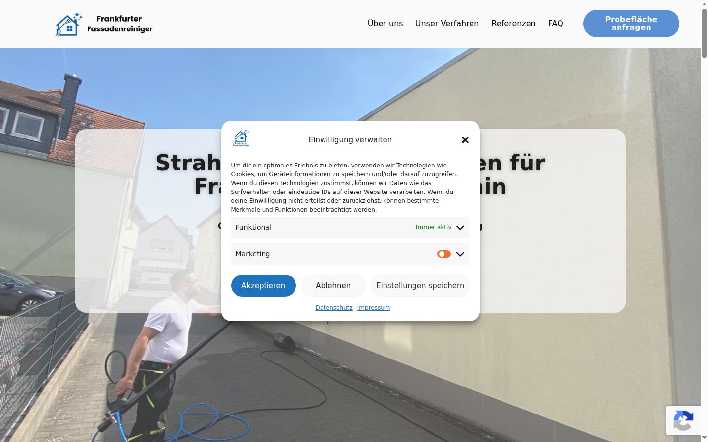 Screenshot of the consent banner shown before any interaction