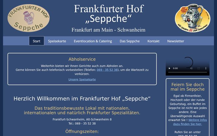 Screenshot of frankfurterhof-seppche.de