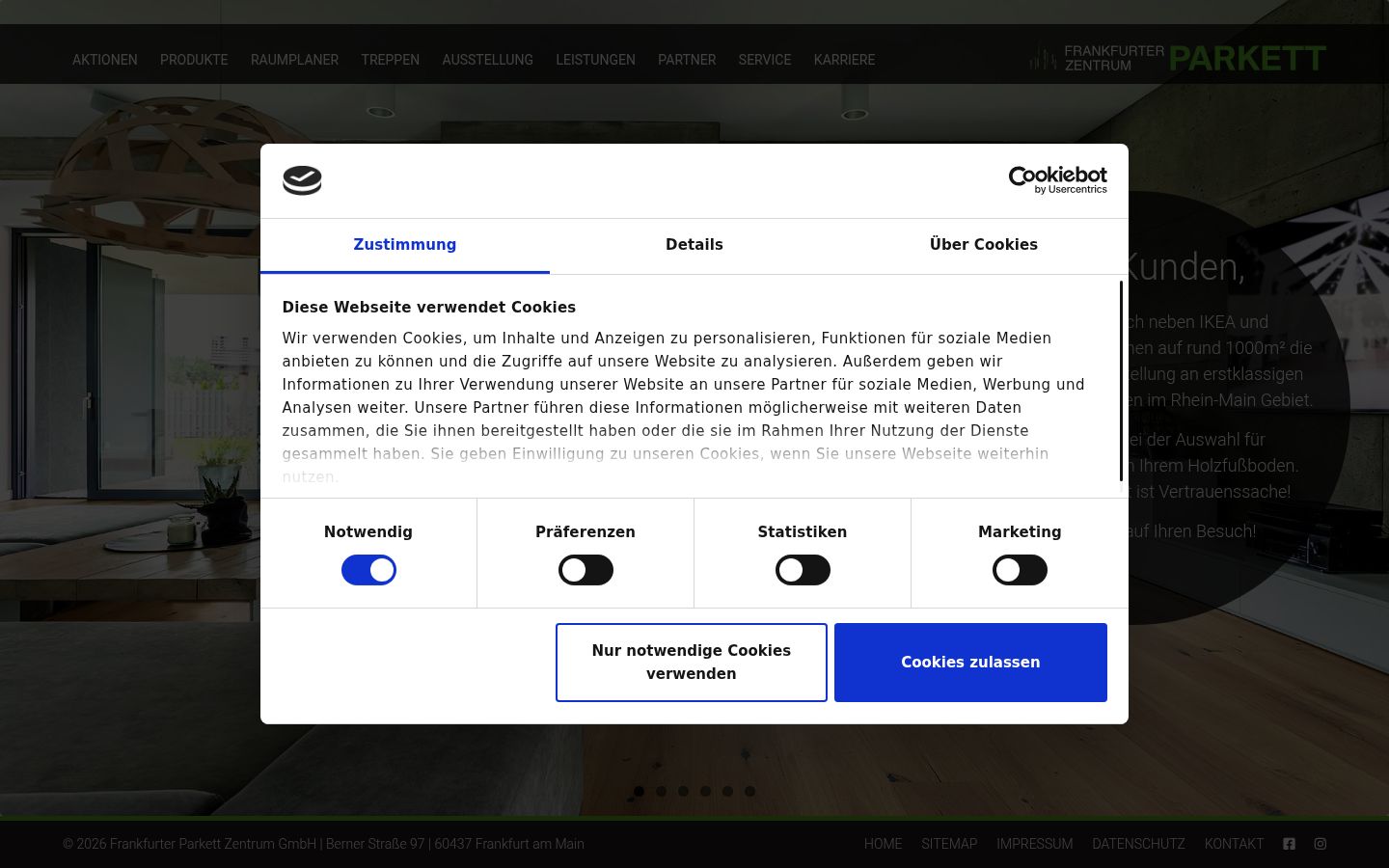 Screenshot of the consent banner shown before any interaction