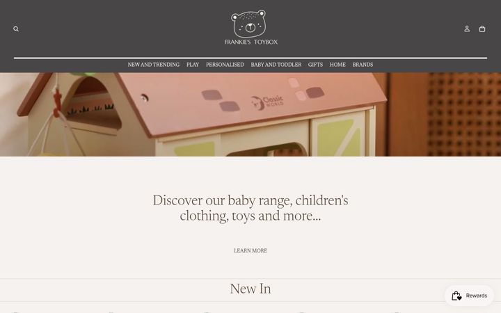 Screenshot of frankiestoybox.uk