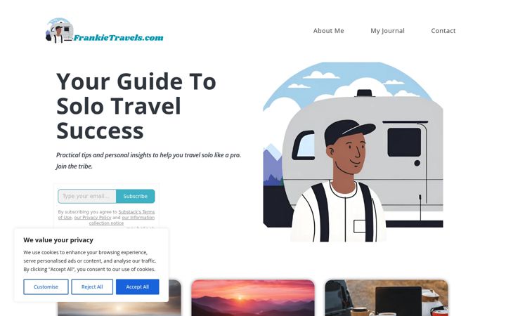 Screenshot of frankietravels.com
