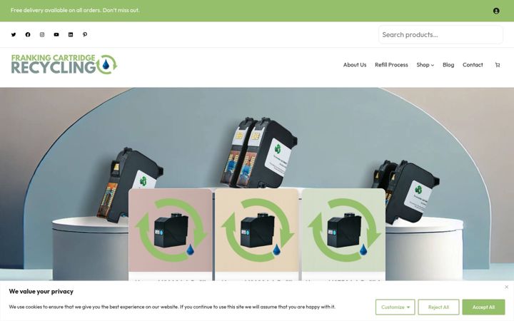 Screenshot of frankingcartridgerecycling.co.uk