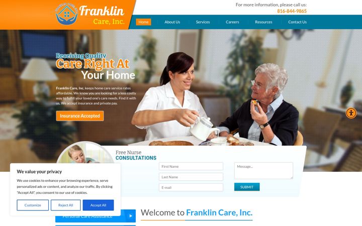Screenshot of franklincareinc.com
