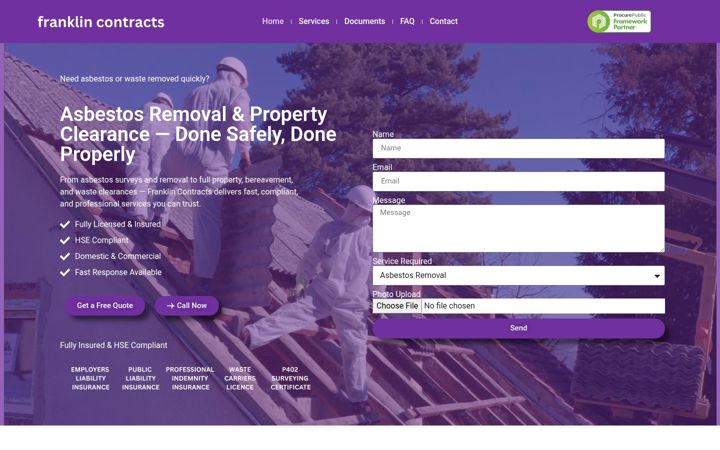 Screenshot of franklincontracts.com