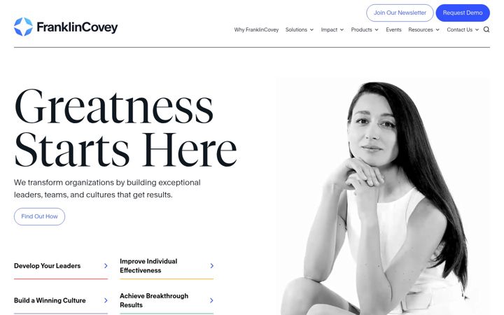 Képernyőkép: franklincovey.co.uk