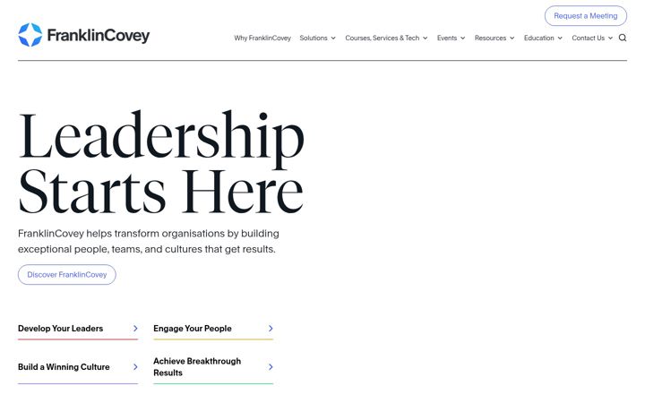 Snímek obrazovky franklincovey.com.au