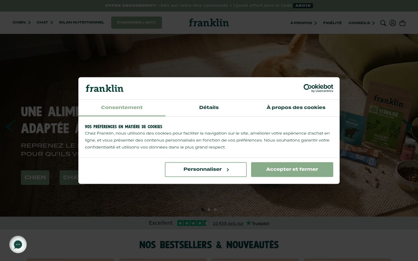 Screenshot del banner di consenso mostrato prima di qualsiasi interazione