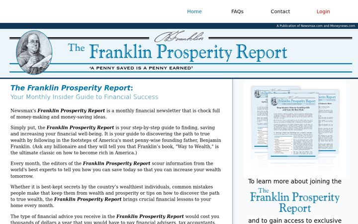 Screenshot of franklinprosperityreport.com