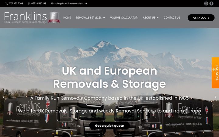 Screenshot of franklinsremovals.co.uk