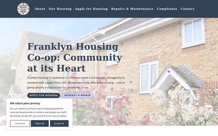 Screenshot of franklynhousingcooperative.co.uk