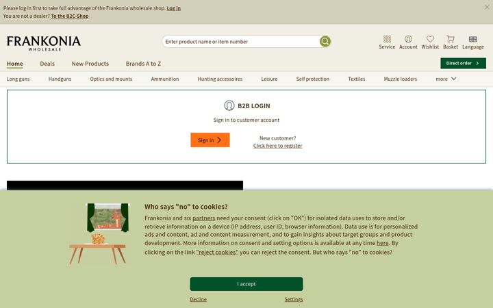 Screenshot of frankonia-b2b.com