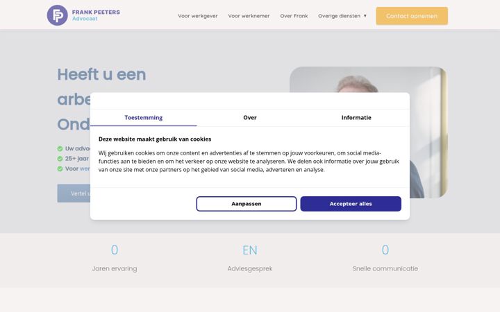 Screenshot of frankpeetersadvocaat.nl
