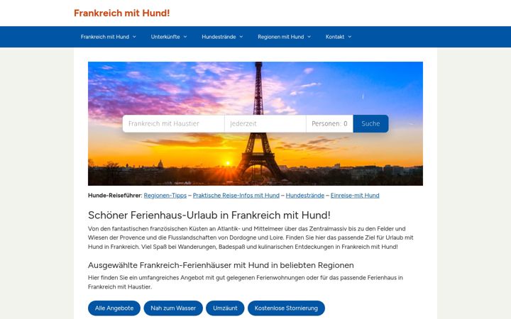 Ekrano kopija frankreich-mit-hund.de