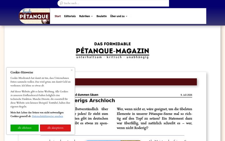 Screenshot of franks-petanque.de